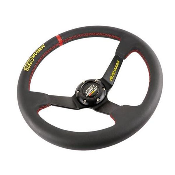

new 350mm 14inch mugen leather sport steering wheel for honda civic racing car