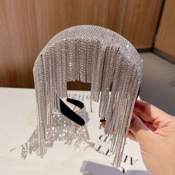 

hair rubber bands luxury tassels chains glowing diamonds hairband women party princess occassional headwear good quanlity 230512, Pink