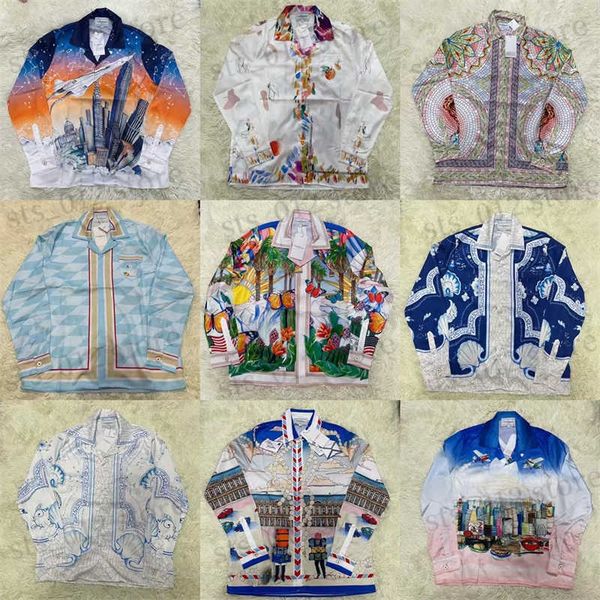 

shirts men's casual new casablanca silk shirt men women tees t230512, White;black