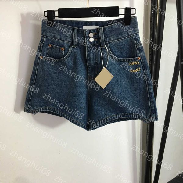 

23ss womens designer clothing black shorts womens shorts denim shorts embroidered logo two-grain buckle high-waisted denim shorts women clot, White;black