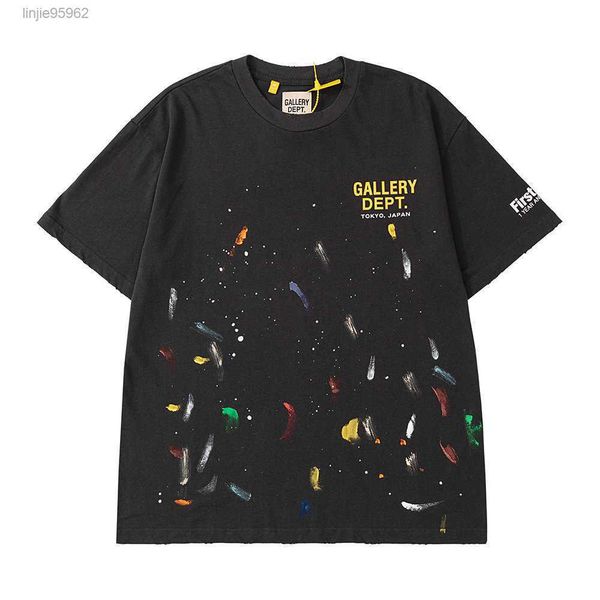 

men t-shirt gall dep cotton fashion designer casual gary tokyo japan hand-painted graffiti destruction round neck men's short 96j8pt1x, White;black