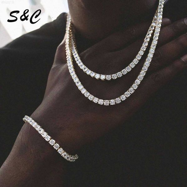 

gra certified hiphop 925 sterling silver 2mm 3mm 4mm 5mm d vvs moissanite 16in 18in 20in 22in 24in choker tennis chain necklace