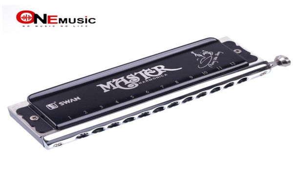 

swan 12 holes chromatic harmonica key of c 48 tones black016008462
