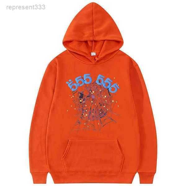 

fashion creativity spider hoodie angel number hoodie men spider web pattern sweatshirt loose clothing g220813 sfxi, Black