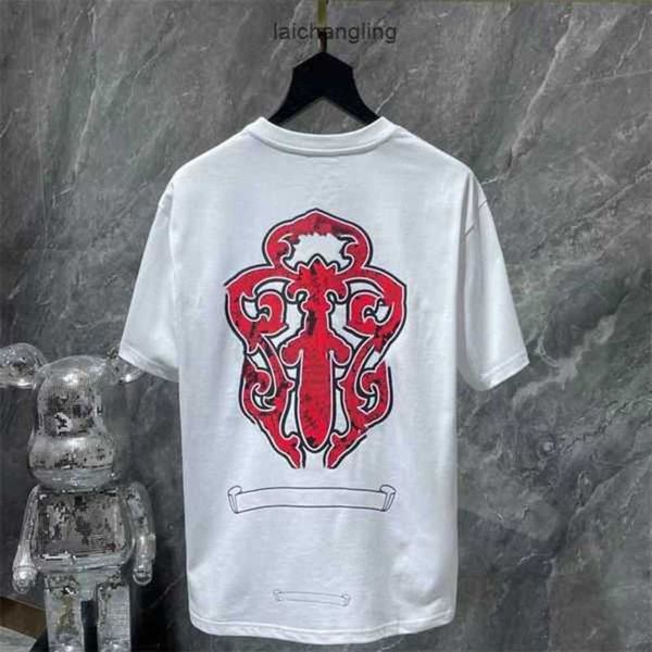 

luxury fashion men's t shirt ch designer brand chromes tees men women sanskrit letter couple t-shirt heart sweatshirt horseshoe flower, White;black