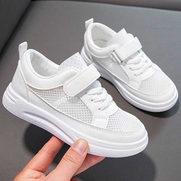 

athletic outdoor kids sports shoe pure white summer mesh breathable 2023 boys and girls school shoes children fashion mesh sneakers new non-, Black