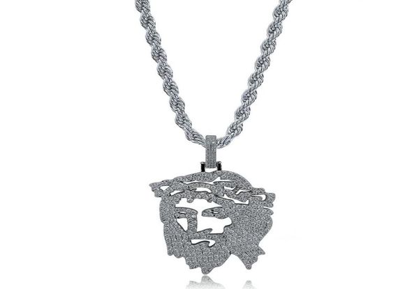 

men necklaces jewelry street fashion luxury bling zirconia platinum 18k gold plated jesus christ pendant hip hop necklace4029069, Silver