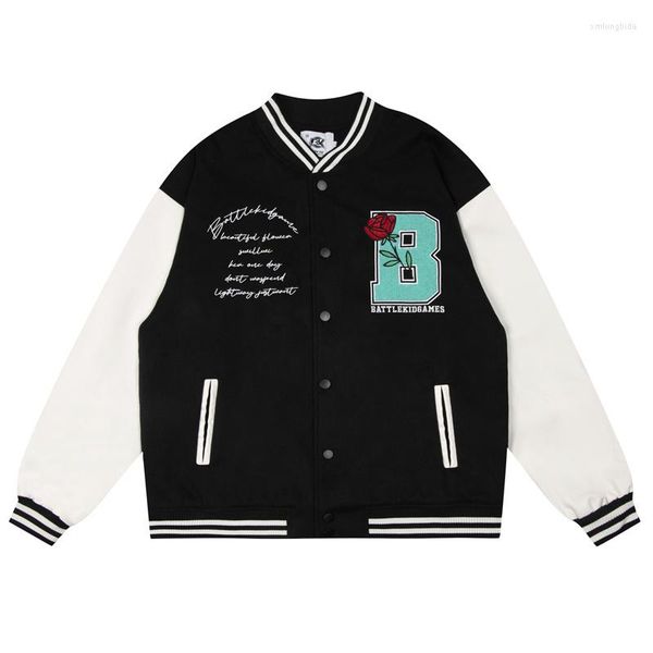 

yiciya men's jackets 2023 varsity baseball jacket harajuku letter angel embroidery patchwork college bomber fashion couple streetwear c, Black;brown