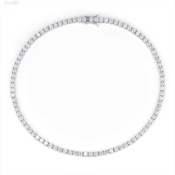 

rts selling hiphop chain 3mm 4mm 5mm vvs moissanite tennis chain 925 silver with gold plated