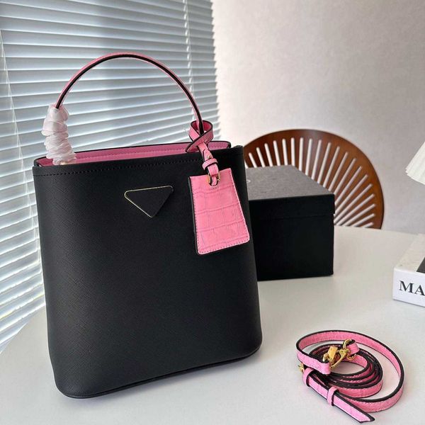 

Cross Body Bucket Tote Handbag Shoulder Real Leather Crossbody Wallet Female Purses 211224 Bags Designer Women Bag, Pink