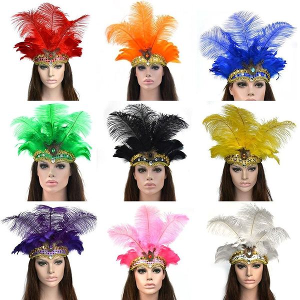 

hair rubber bands peacock kids adults band halloween carnival feather headdress accessories 230512, Pink