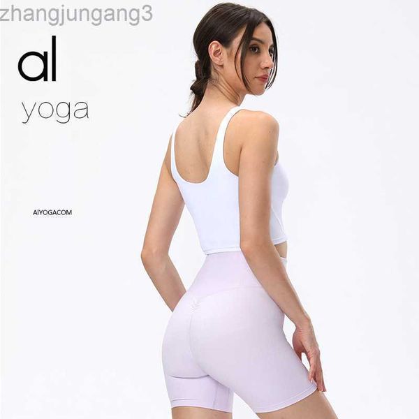 

desginer alo yoga nude double sided suit bra women's shockproof running sports bra skin friendly breathable fitness tank top, White