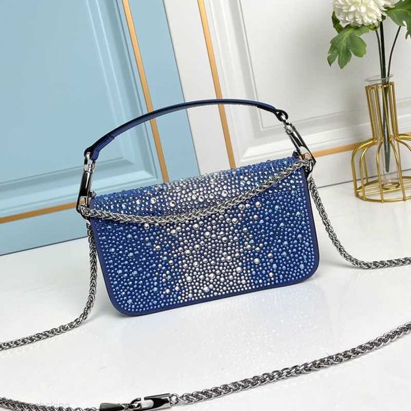 

fashion crystal beaded bag genuine leather women underarm evening party clutch purse chain shoulder messenger 2023