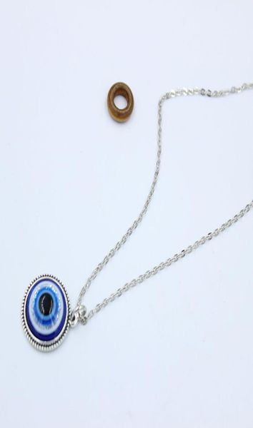 

turkish symbol evil blue eyes pendant necklace resin bead pendant necklace women men nazar turkey arabic islamic lucky charm gift 9269051, Silver