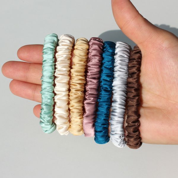 

headwear hair accessories 100 pure silk skinnies small scrunchie set bow ties ropes bands skinny scrunchy elastics tail holders for women gi