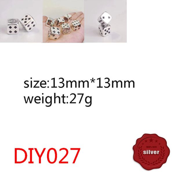 

diy027 s925 sterling silver dice hip hop horseshoe cross flower solid fashion jewelry decoration vintage toy decoration