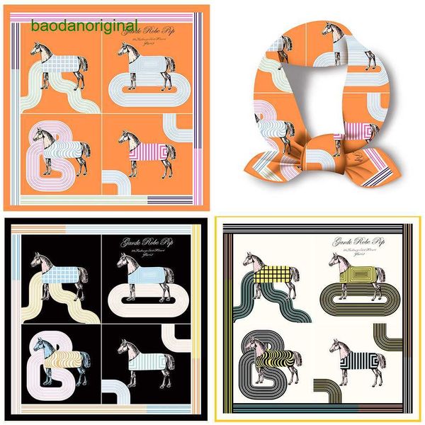 

hemres designer scarves luxury painting summer new 2023 high grade sense h home small square scarf women's matching shirt silk, Blue;gray