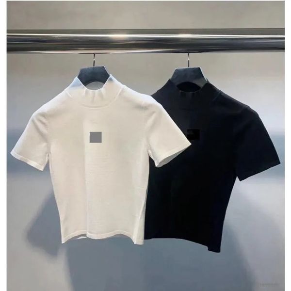 

women's t-shirt slim fit knited summer new print letter pullover long short sleeve gym female crop graphic tees, White