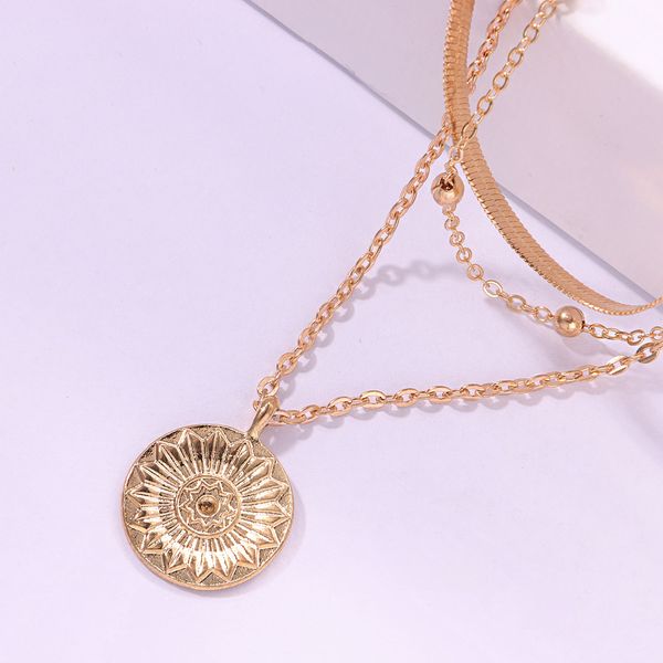 

designer for women luxury necklace large shaped fashion round tag necklace, personality simple multi-layer ball chain necklace woman popular, Silver
