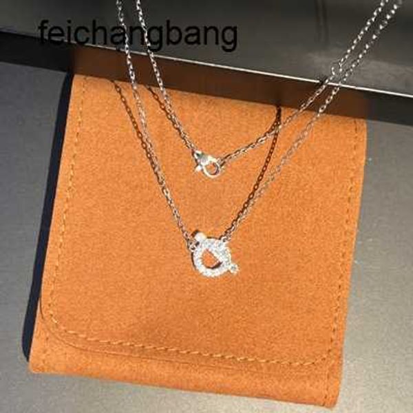 

h ermes designer necklace piglet nose collar chain geometry full diamond circle cross gang temperament gifts new style to girlfriend, Black