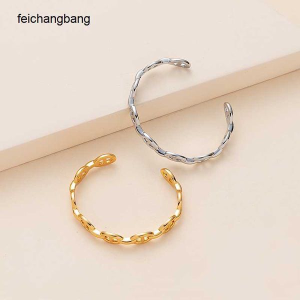 

factory outlet h ermes designer bracelets ins cool style pig nose open female tiktok same brass plated 18k gold, Black