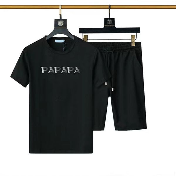 

summer designer men t shirt shorts mens set short sleeve short 2 piece set of letter printing pure cotton t shirts lacing up beach trousers, White;black