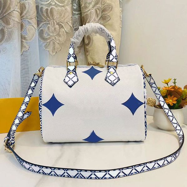 

designer pillow neonoe bucket bags travel bag white blue flower shoulder bags ladies leather classic crossbody bag fashion imprint letter m5