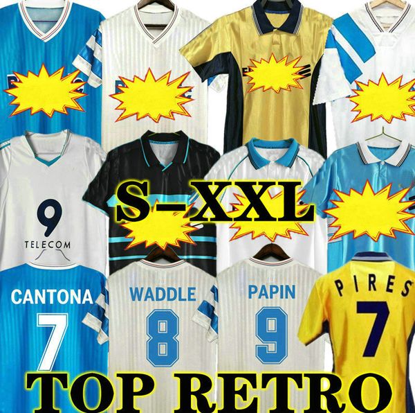 

boli 1990 waddle retro home soccer jerseys marseill 05 06 91 92 93 98 99 away cantona papin cantona desailly classic return football, Black;yellow