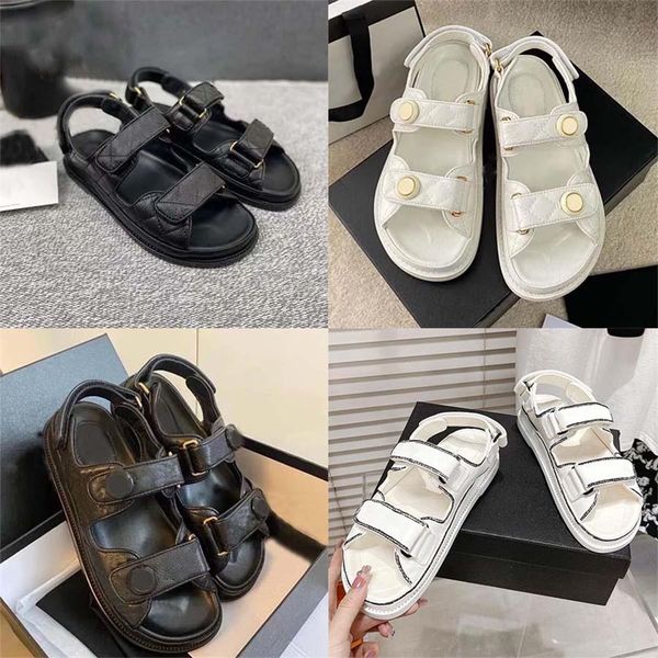 

designer women sandals crystal calf leather casual shoes lady slides dad sandals quilted platform summer beach slippers, Black