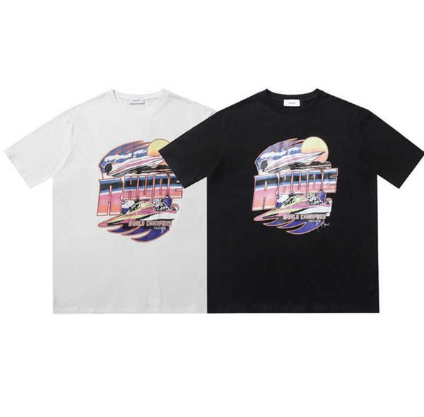 

30 offmens tshirts designer fashion clothing tees tshirts rhude summer new american casual letter printing trendy high street loose round ne, White;black