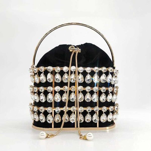 

shoulder bags big crystal rhinestone evening clutch bag women luxury designer handbags ladies metal velvet party diamond purse 230426
