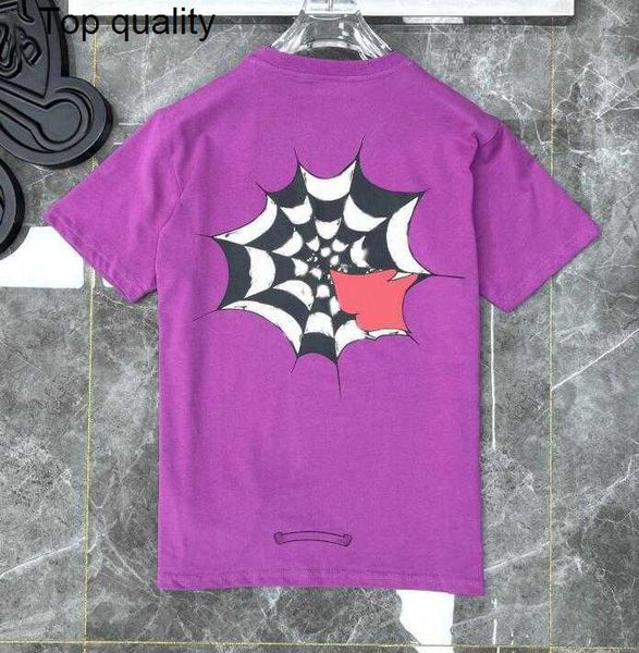 

classic men's heart luxury t shirt ch brand tees men women sanskrit letter chromes sweatshirts short sleeve horseshoe designer couple, Black