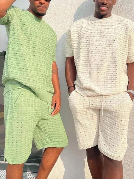 

men's tracksuits summer men solid color two piece sets short sleeve o neck t-shirts and drawstring shorts suits for mens clothing casua, Gray