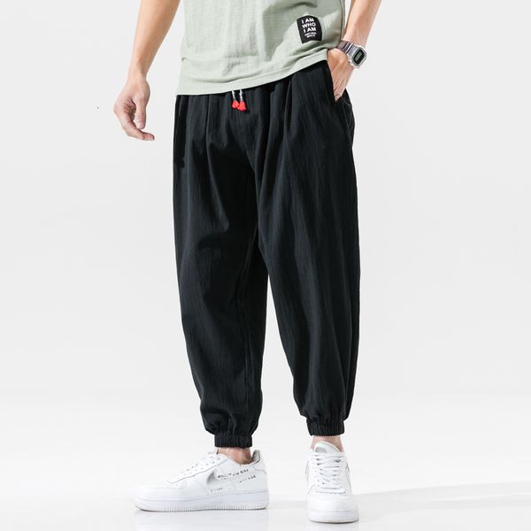 

men's pants cotton casual harem pants men joggers man summer trousers male chinese style baggy pants harajuku clothe men drop 230512, Black