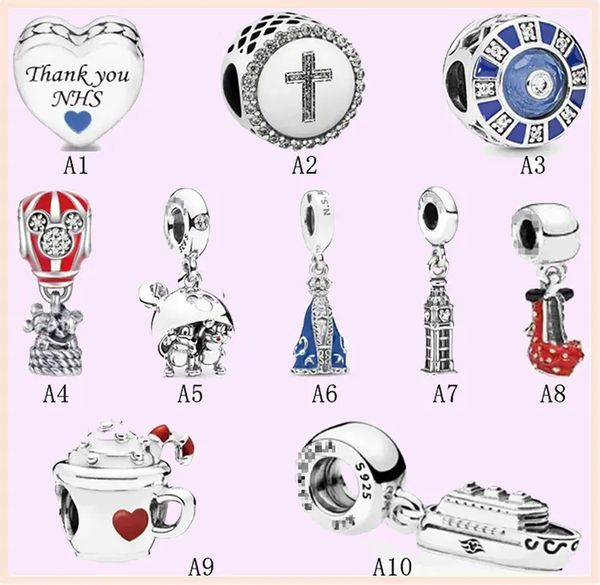 

925 silver beads charms fit pandora charm bracelets eiffel cross blue mosaic snake chain snap clasps, Black