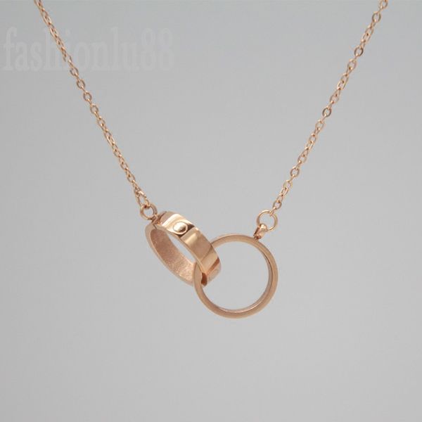 

crystal plated gold necklace 2 rings designer love necklace diamond chains for men iced out ring pendant different style couple street luxur, Silver