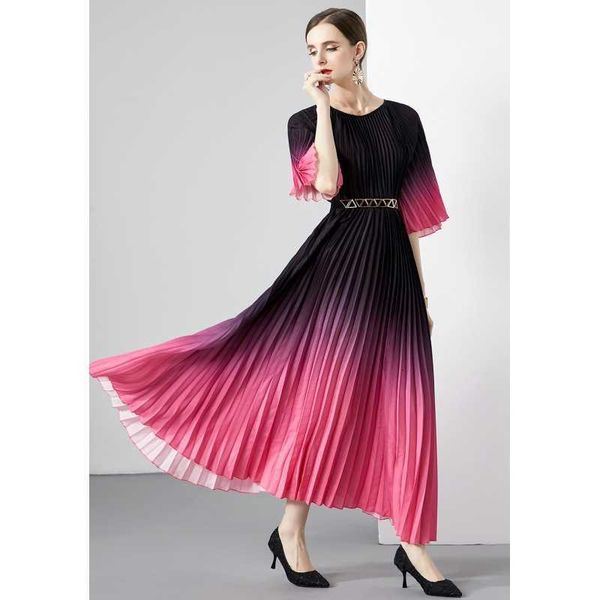 

summer new 2023 sanzhai original quality metre extra large hem organ 100 ruffle halo dyed dress, Black;gray