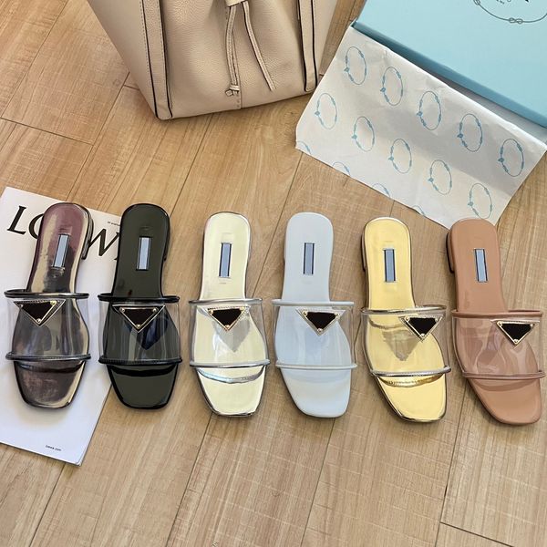 

ashion slide sandals slippers for men women designer beach flip flops slipper beach leather wedge heel, Black