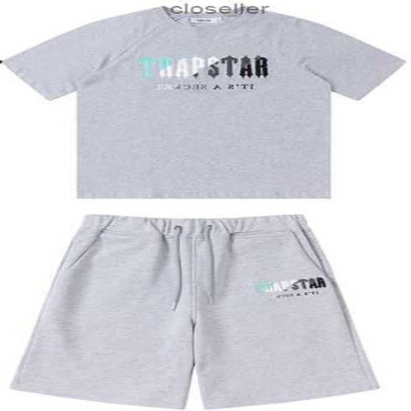 

mens trapstar t shirt short sleeve print outfit chenille tracksuit black cotton london streetwear s-2xlspz1, Gray