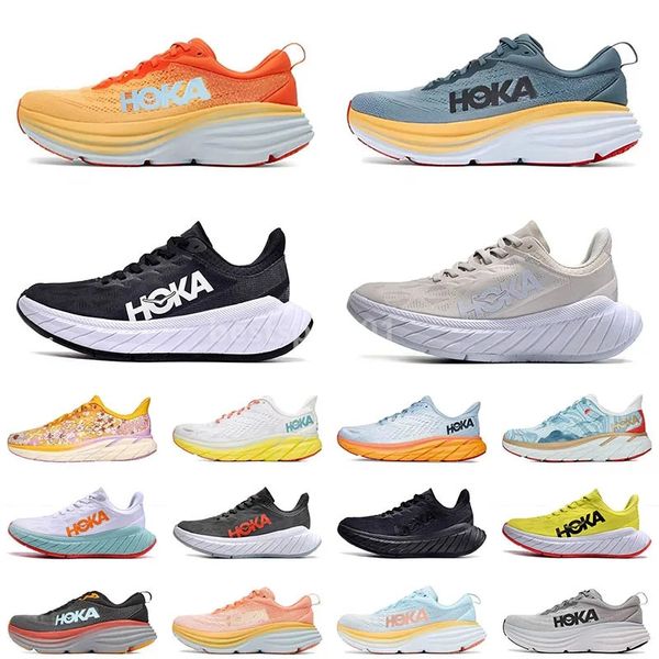 

new designer casual shoes hoka one one bondi clifton 8 carbon x 2 mens sneakers triple black white amber yellow nimbus cloud floral goblin b