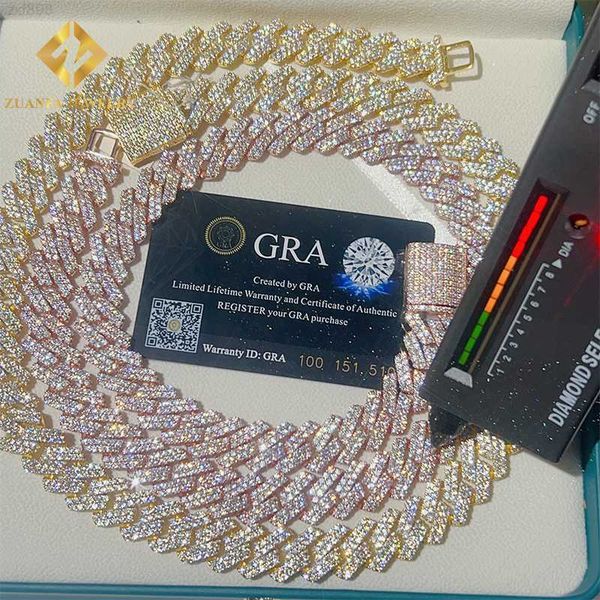 

ready to ship hip hop jewelry 925 sterling silver vvs moissanite iced out cuban link chain moissanite necklace men