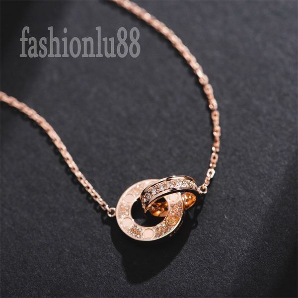 

pendants necklace letters plated gold necklace romance hiphop love two rows inlay crystal loop iced out rose gold silvery plated luxury neck, Silver