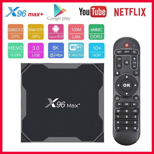 

x96maxplus amlogic s905x3 8k 4g 64g smart set box 64 bit quad core 5g android9.0 tv box