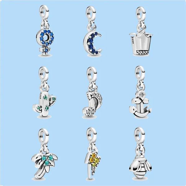 

925 silver beads charms fit pandora charm my lucky horseshoe dangle charm, Black