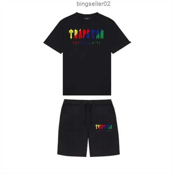 

tshirts summer printed cotton tshirt sets streetwear tracksuit men's sportswear trapstar t shirts and shorts suitsmfob, Gray