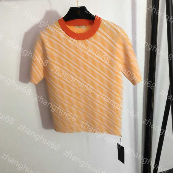 

23ss womens knits womens designer clothing f letter hollowed out color match crewneck short-sleeved sweater womens clothes a1, White