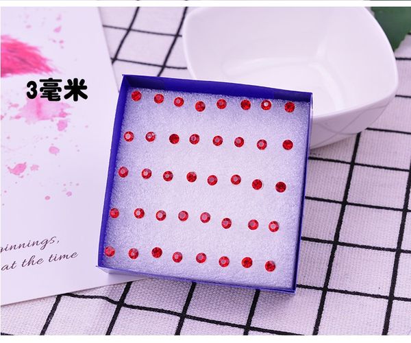 

4 size high imitation diamond earrings inlaid diamond super shiny red stud non fading resin material for allergy prevention women personalit, Golden;silver