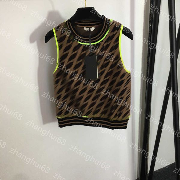 

23ss vest tank vests womens tanks camis womens designer clothing double f letter color matching slim knit vest womens clothes, White