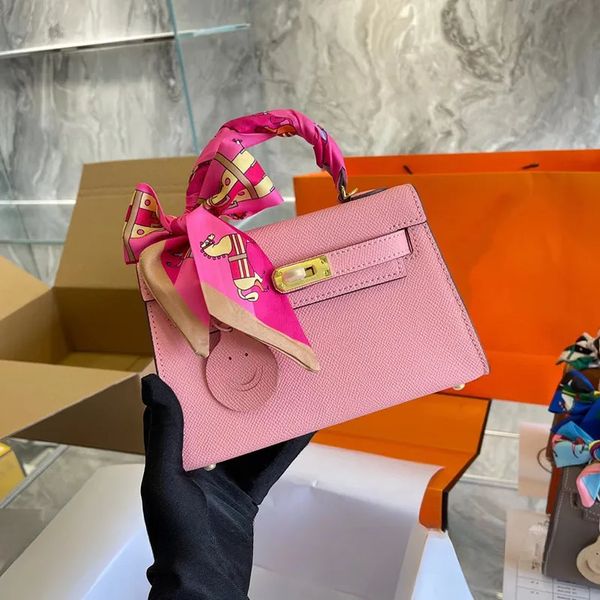

8a 19cm women designer totes handbags mini fashion crossbody bags genuine leather cute ladies classic handle handbag shoulder purse purple g
