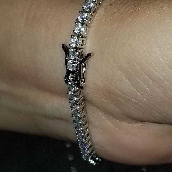 

hip-hop style sliver with moissanite stones tennis bracelet, Silver